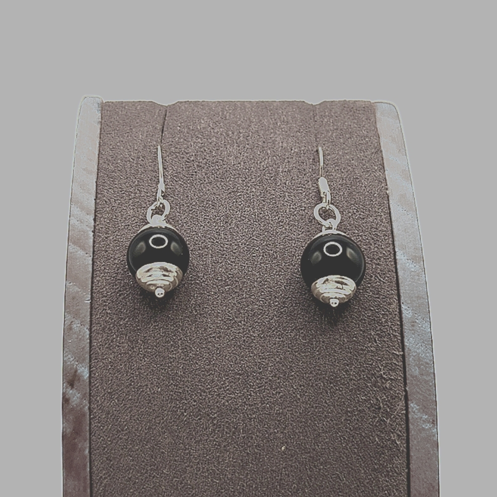 925 Sterling Silver and Black Onyx Earrings NWOT
